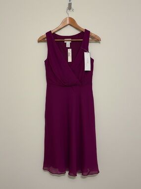 NWT J.Crew Evie Silk Chiffon Dress Plum Wine Purple Bridesmaid Cocktail 2